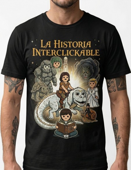 ▷ Camiseta La Historia Interminable – Fantasía parodiando Playmobil