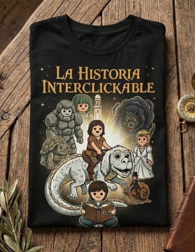 ▷ Camiseta La Historia Interminable – Fantasía parodiando Playmobil