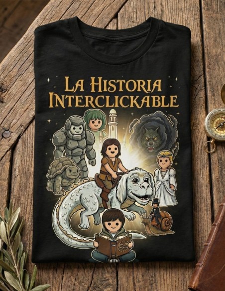▷ Camiseta La Historia Interminable – Fantasía parodiando Playmobil